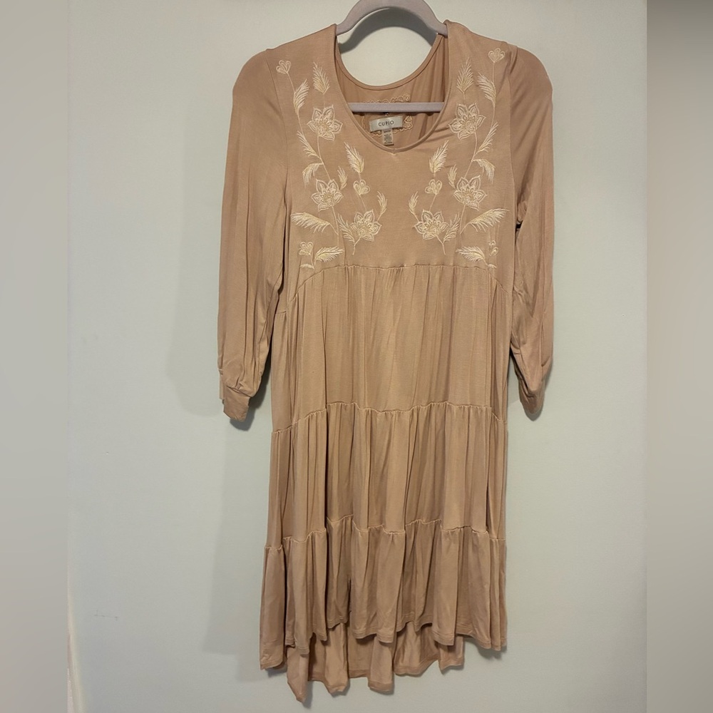 Tan Embroidered Women's Dress